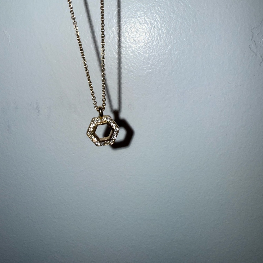 Bohme Diamond Encrusted Gold Hexagon Necklace